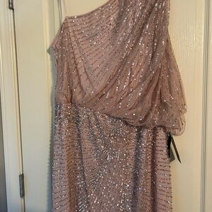 Adrianna Papell Blush Beaded Gown